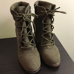 Candies faux suede lace-up boots